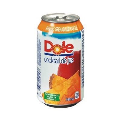 Dole ananas pêche mangue canette 340ml.